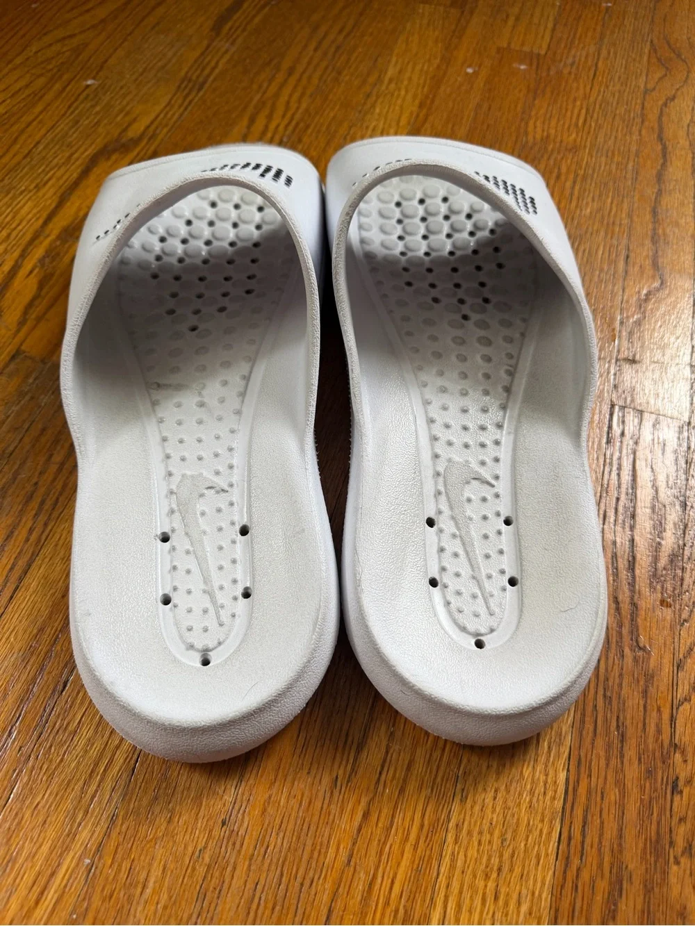 Nike Men’s White Slide Sandals with Perforated Logo